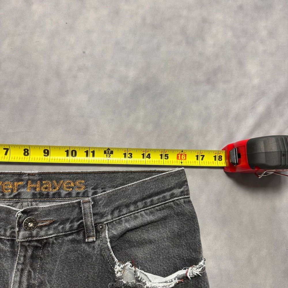 Denver Hayes Mens 34x30 Faded Black Distressed Straight Leg Denim Jeans - Picture 6 of 11